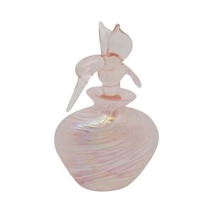 Hummingbird Iridescent Pink Swirl Glass Perfume Bottle